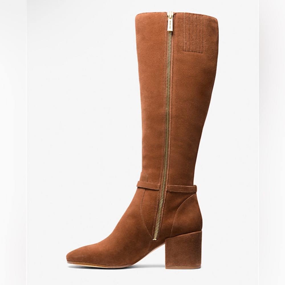 Michael Kors Suede Knee High Boots with Block Heel - Picture 3 of 16